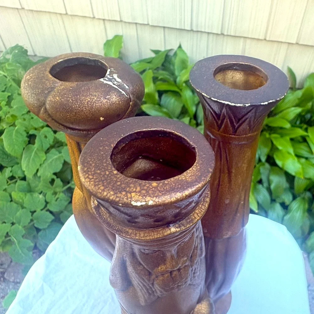 Vintage Three Wisemen Ceramic Hobbiest Gold MCM Christmas Decor